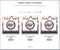 Select Previous Contest Pop-up