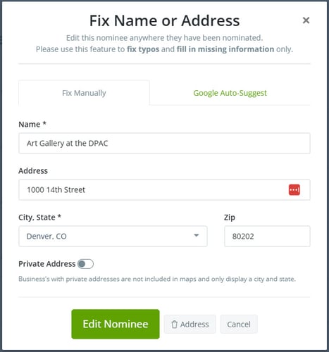 Nominations Correction